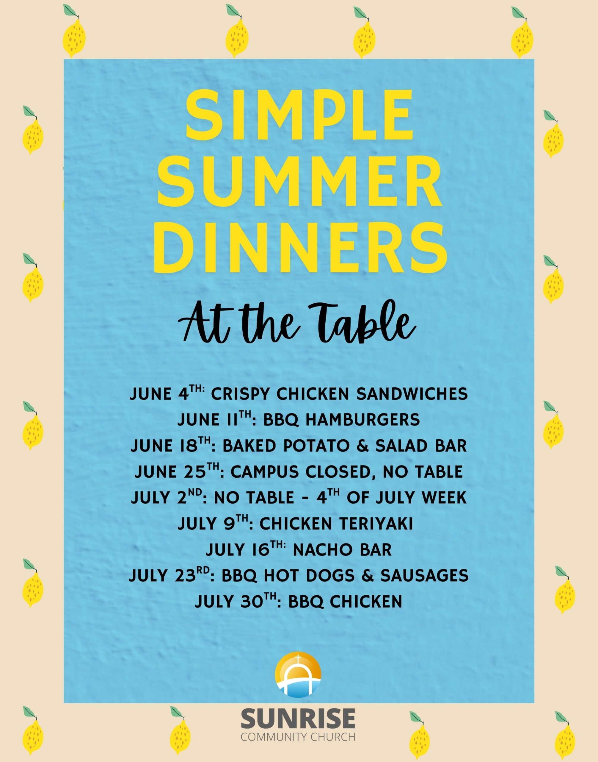 The Table Simple Summer_Menu The Table Simple Summer_Menu